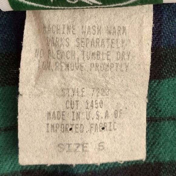 Faith Mountain Co. | Vintage Green & Blue Plaid Flannel Button-Down Jumper Dress - Picture 5 of 8